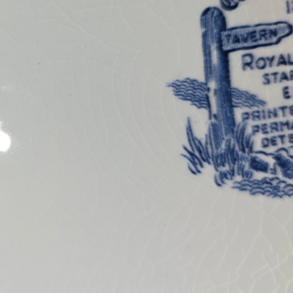 Royal Tudor Ware Coaching Taverns 1828 Blue White Oval Platter W.N. Mellor 12" - Picture 4 of 5